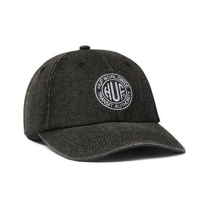 HUF TOKEN 6 PANEL WASHED HAT BLACK