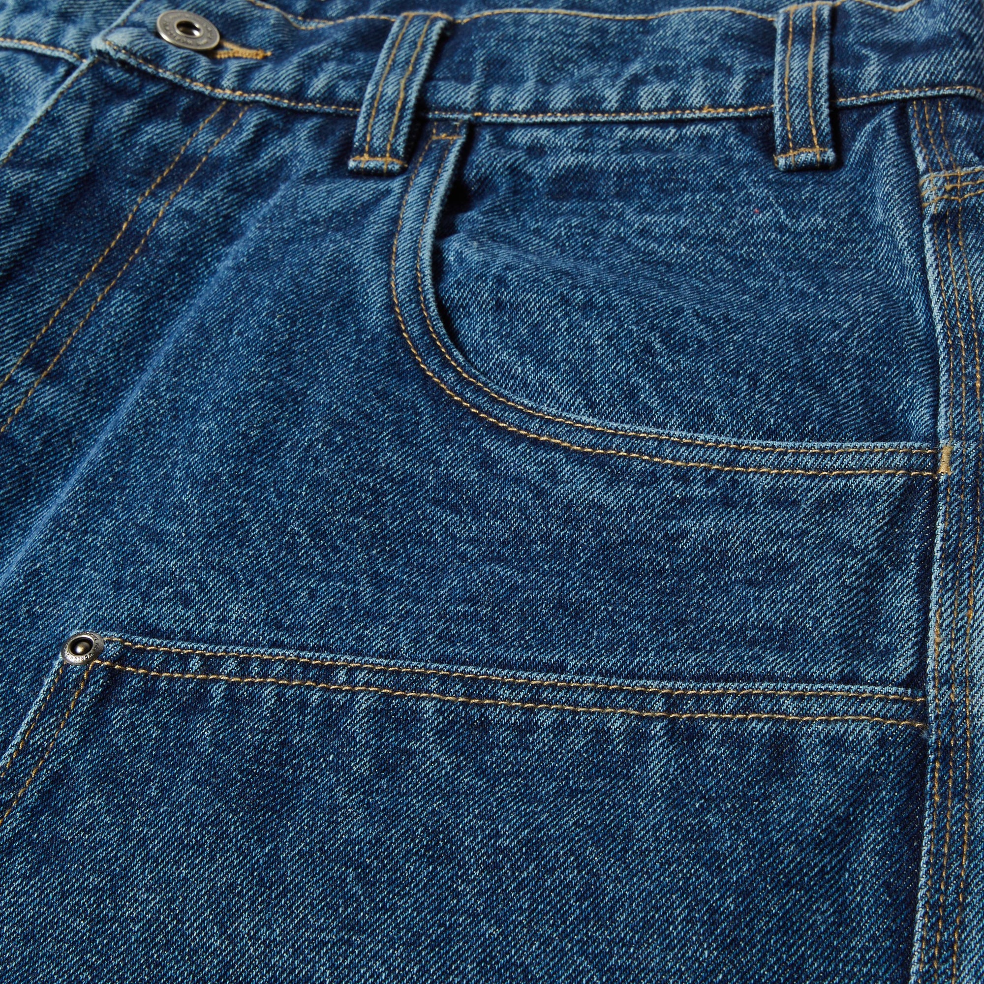 HUF H DOUBLE KNEE DENIM SHORT BLUE