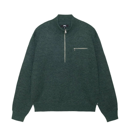 Half Zip Mock Neck Sweater Dark Green