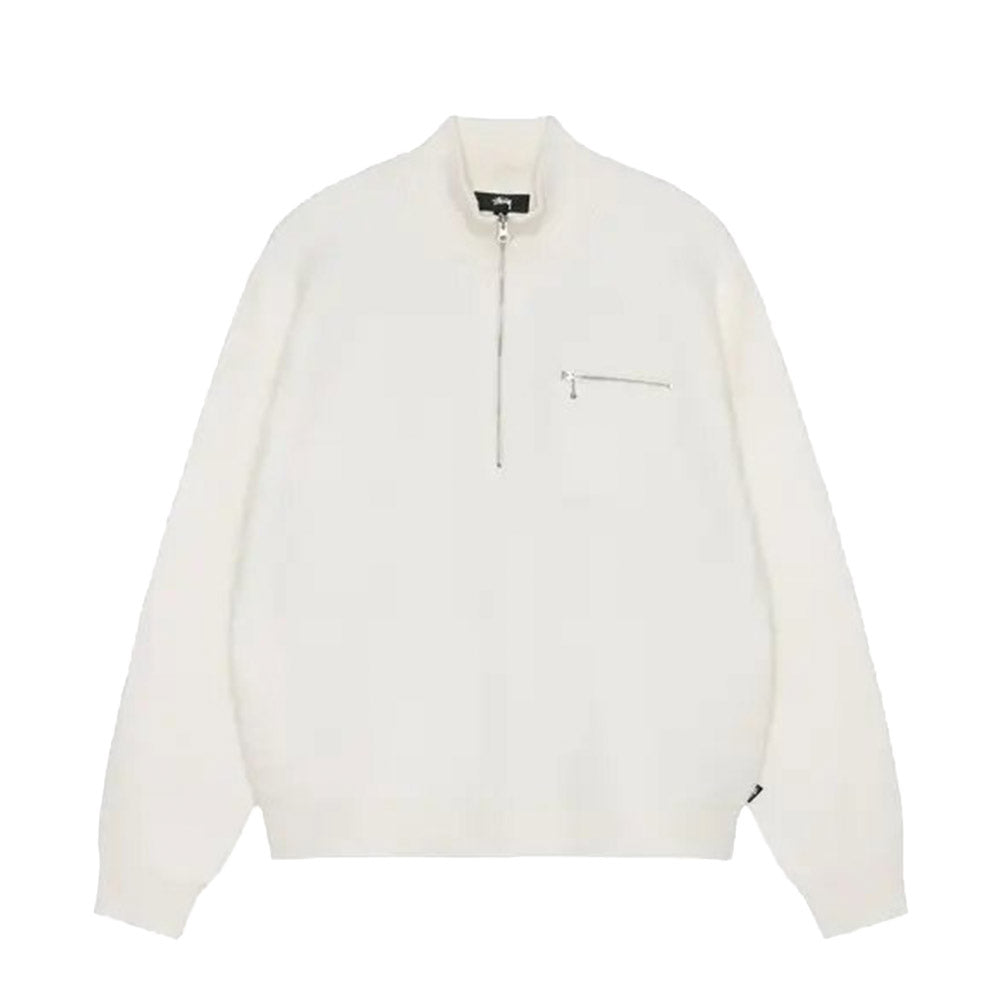 Half Zip Mock Neck Sweater Cream