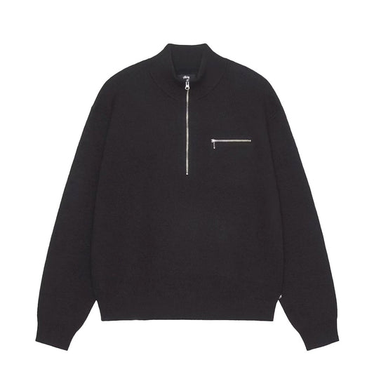 Half Zip Mock Neck Sweater Black