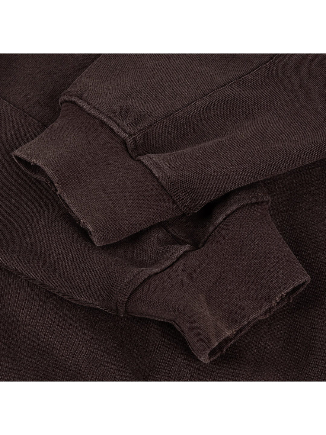 Distressed Terry Zip Hood Brown