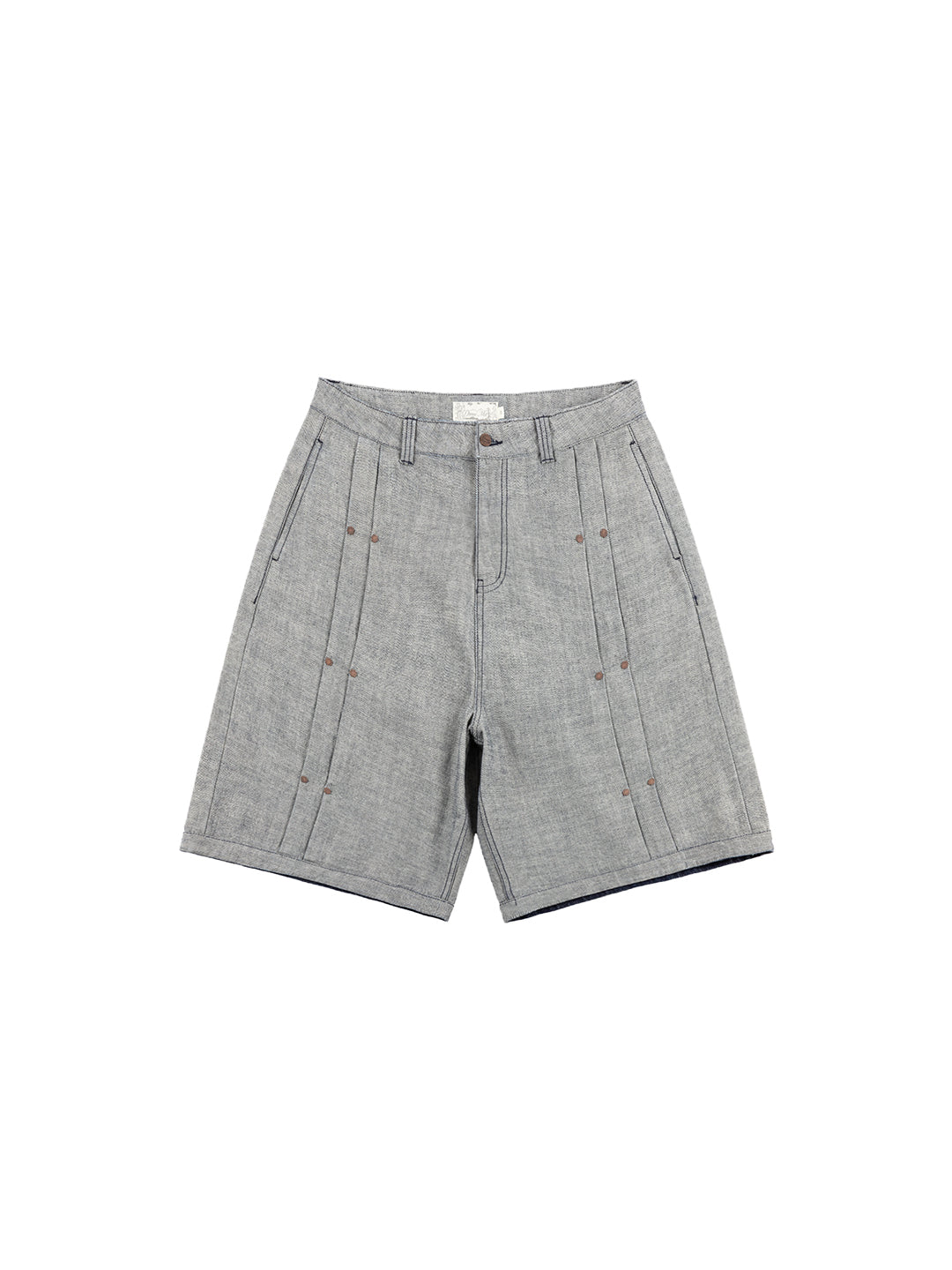 Pleated Baggy Denim Short Light Blue