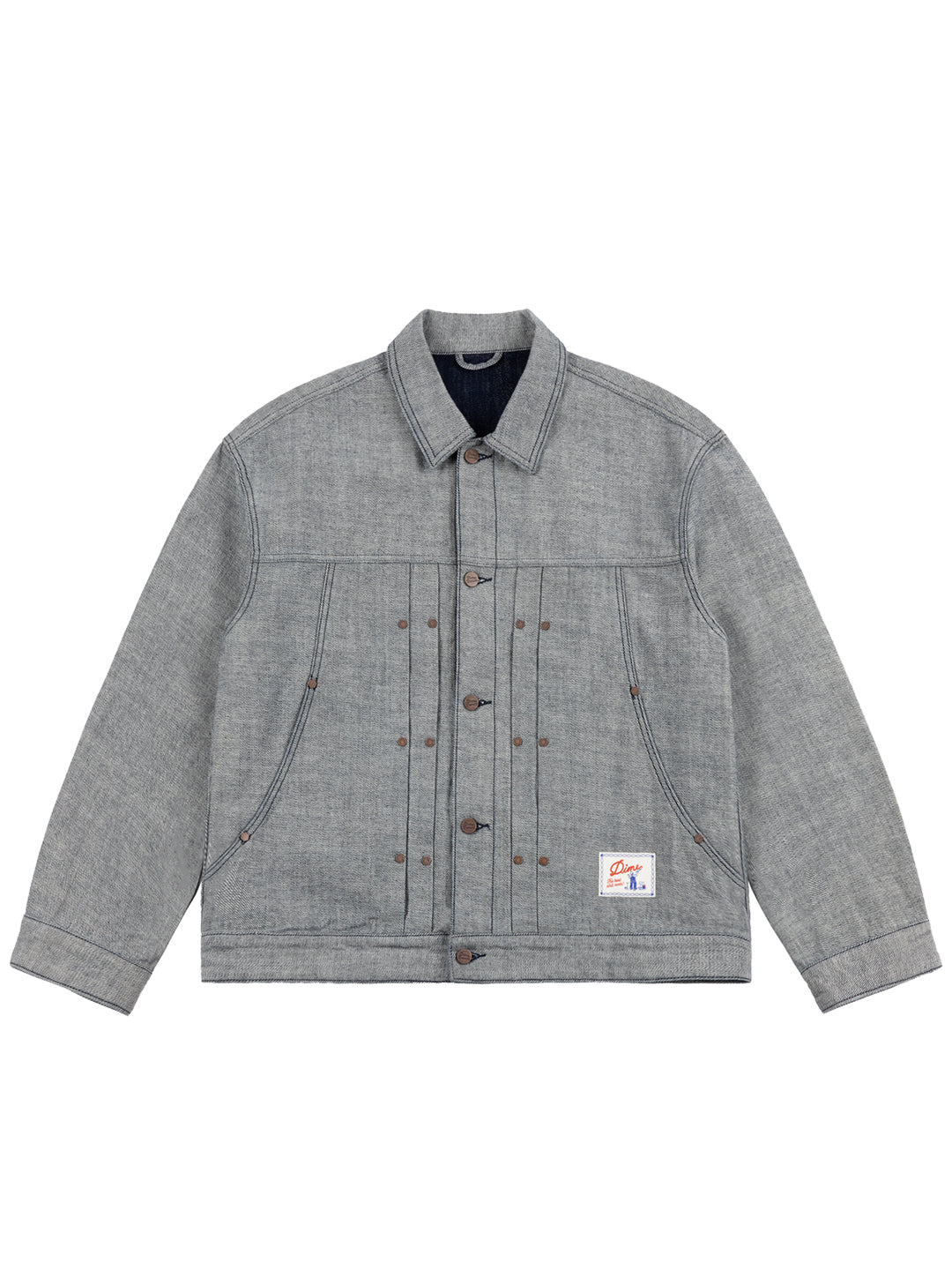 Pleated Denim Jacket Grey