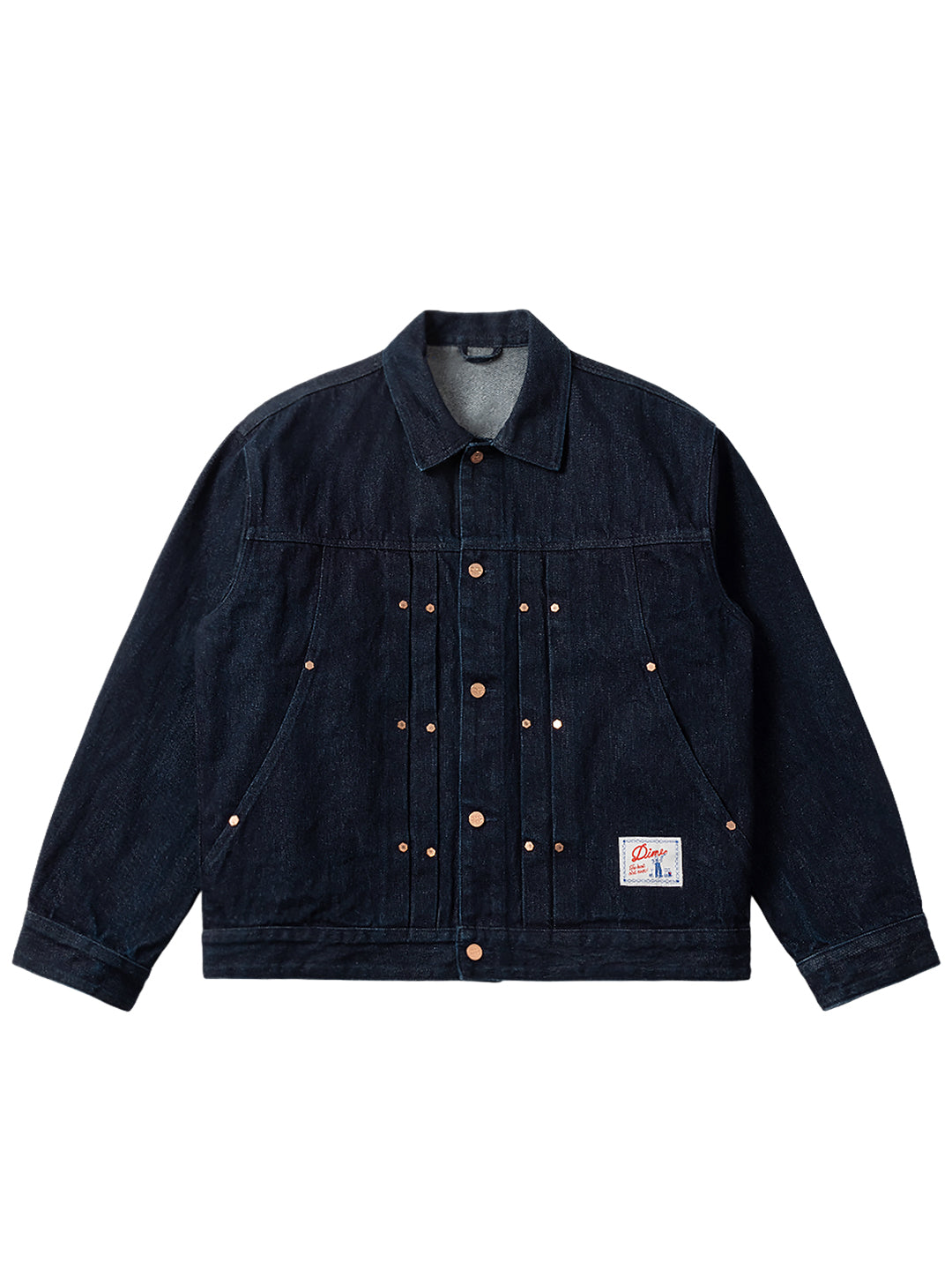 Pleated Denim Jacket Navy