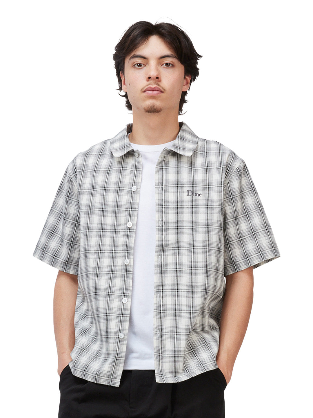 Plaid Button-up Shirt Grey