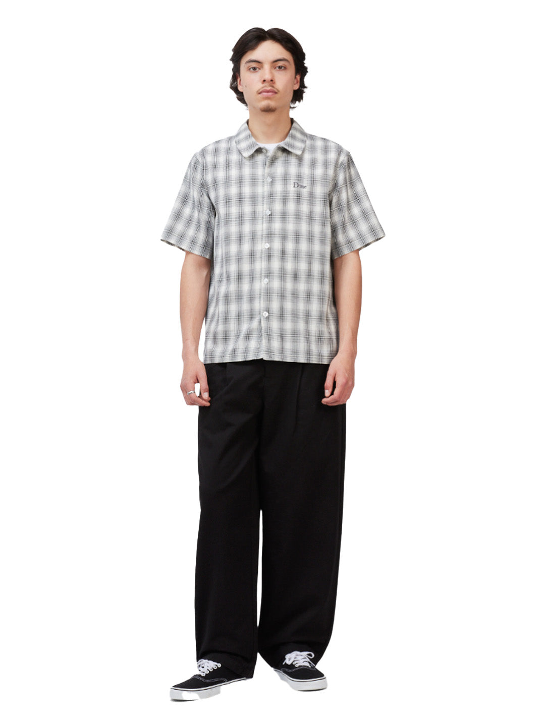 Plaid Button-up Shirt Grey