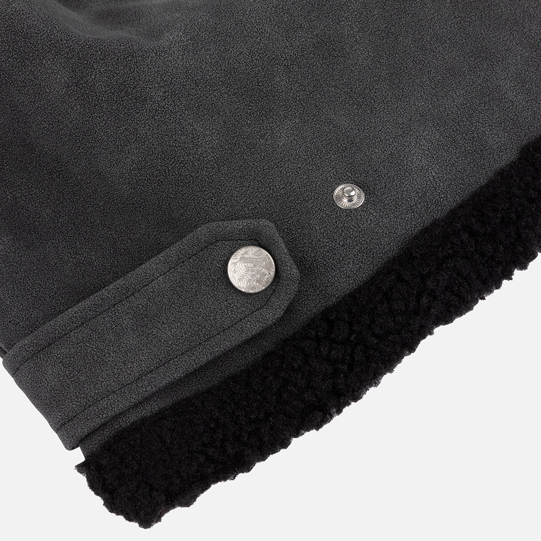 Faux Suede Varsity Jacket Black