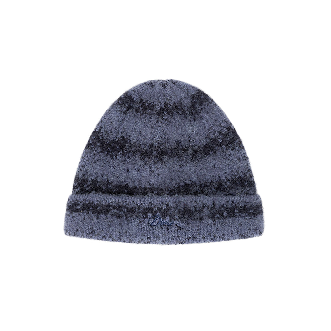 Mohair Striped Beanie Blue