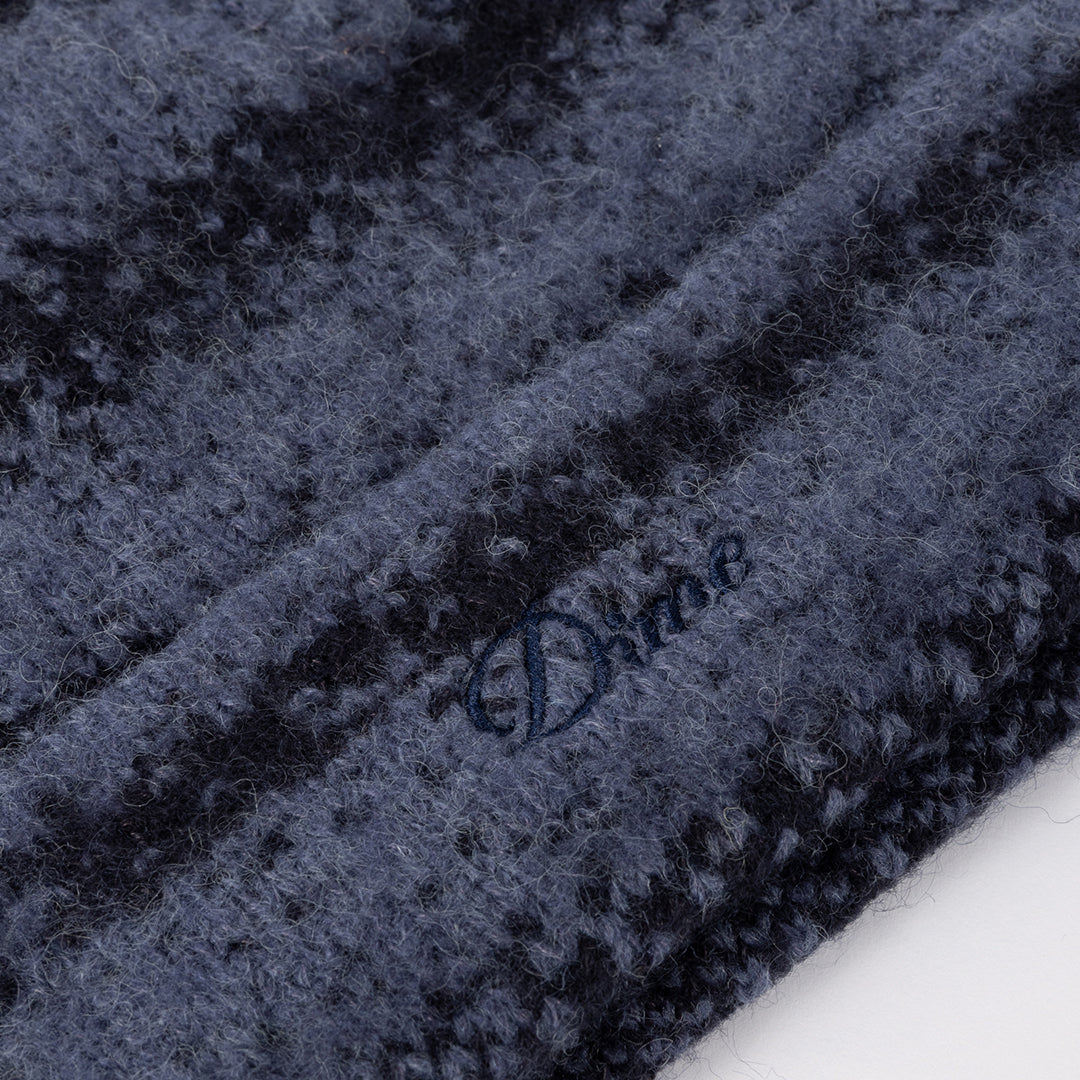 Mohair Striped Beanie Blue