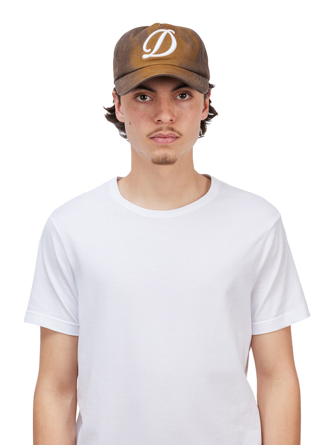 Cursive Denim Worker Cap Brown