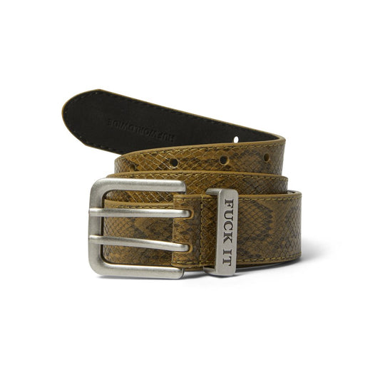 HUF FUCK IT SNAKESKIN BELT GREEN