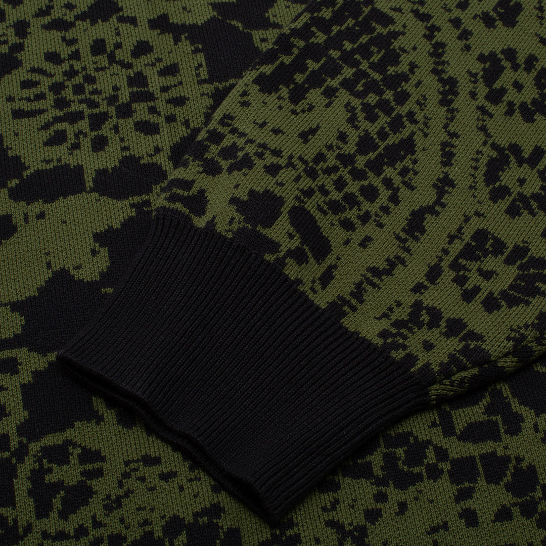 Jacquard Knit Sweater Dark Green