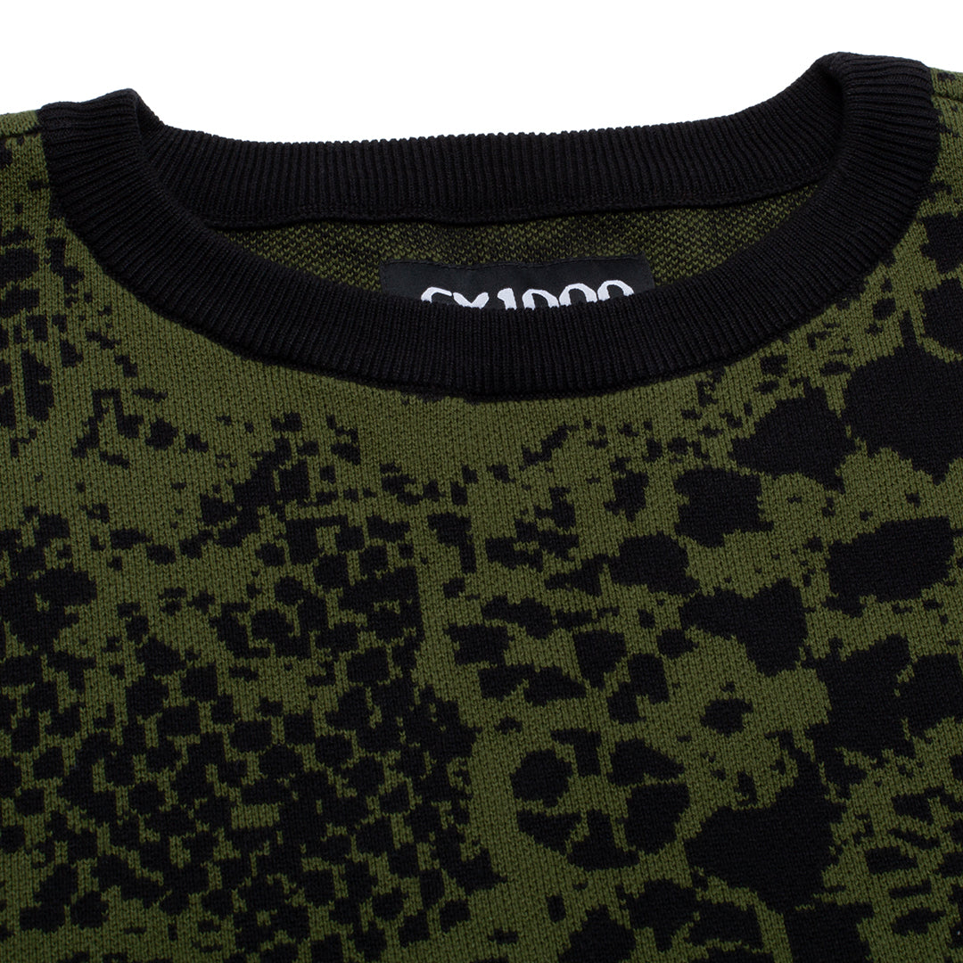Jacquard Knit Sweater Dark Green
