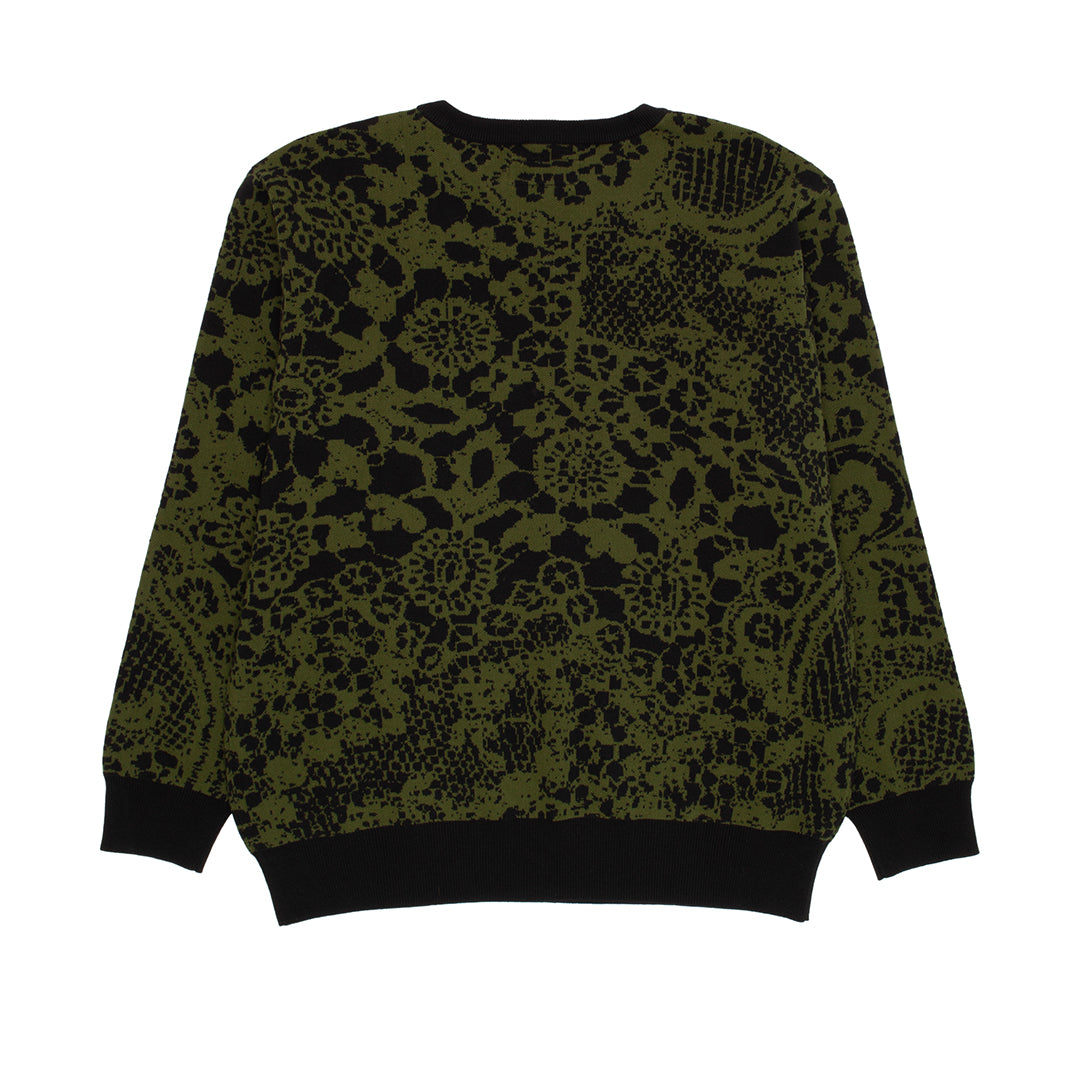 Jacquard Knit Sweater Dark Green