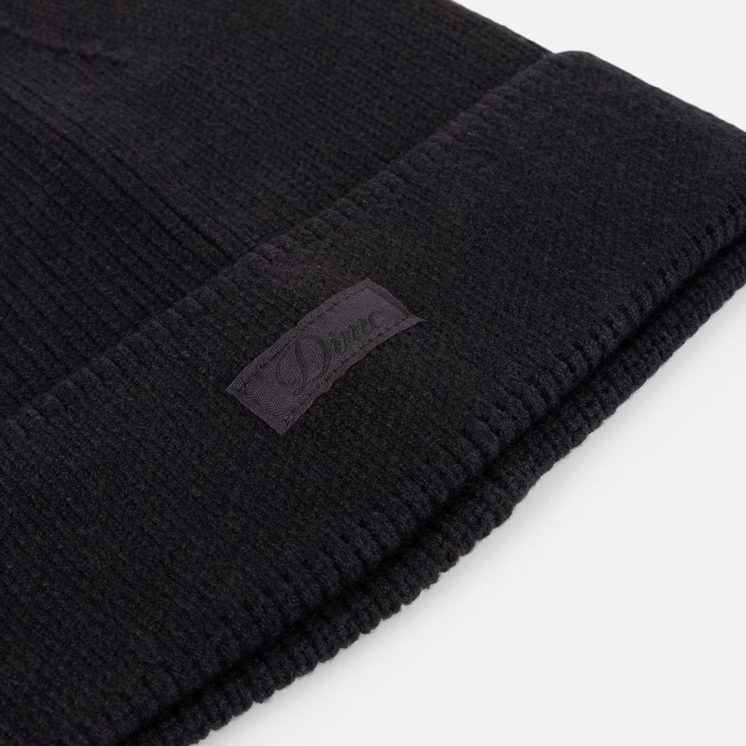 Cursive Rib Beanie Black