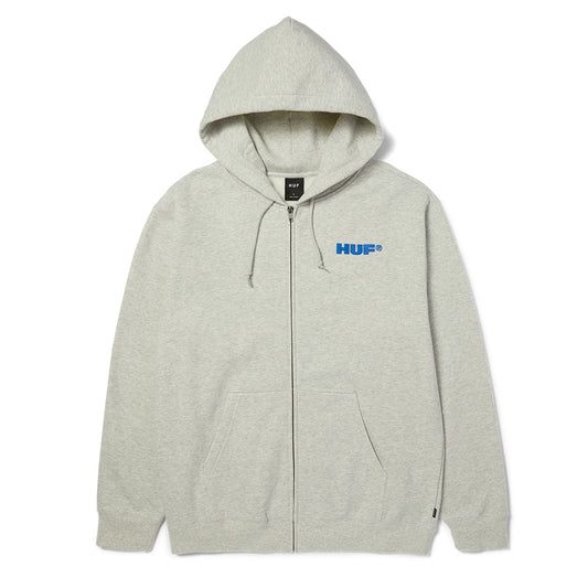 HUF ALL CAPS FZ HOODIE GREY