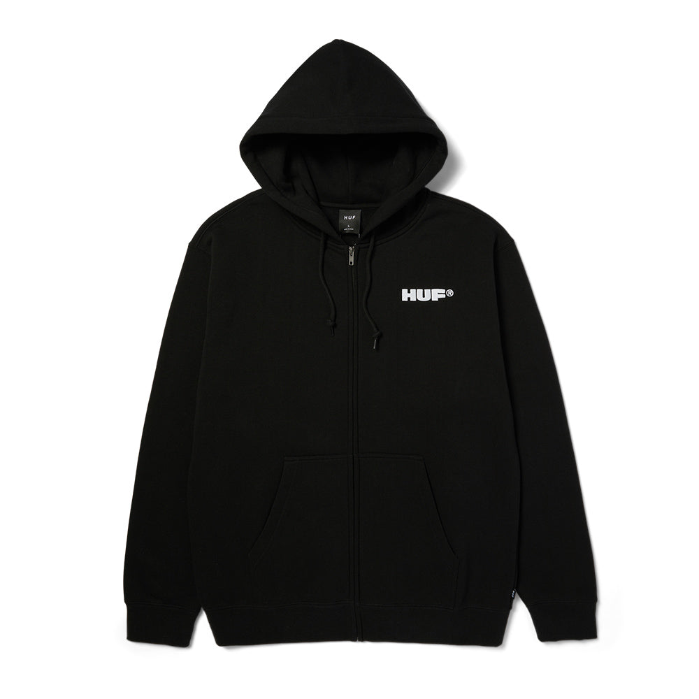 HUF ALL CAPS FZ HOODIE BLACK