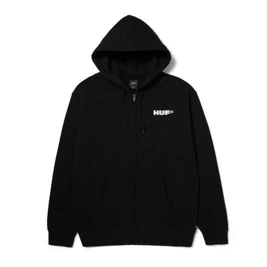 HUF ALL CAPS FZ HOODIE BLACK