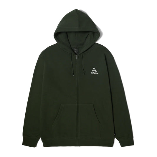 HUF SET TT FULL ZIPPER HOODIE DARK GREEN