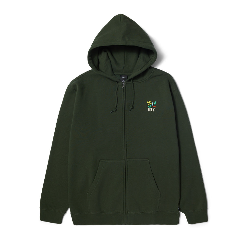 HUF FLOWER FULL ZIP HOODIE DARK GREEN