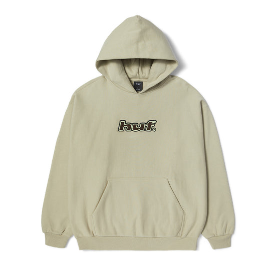 HUF LOGO APPLIQUE HOODED FLEECE CREAM