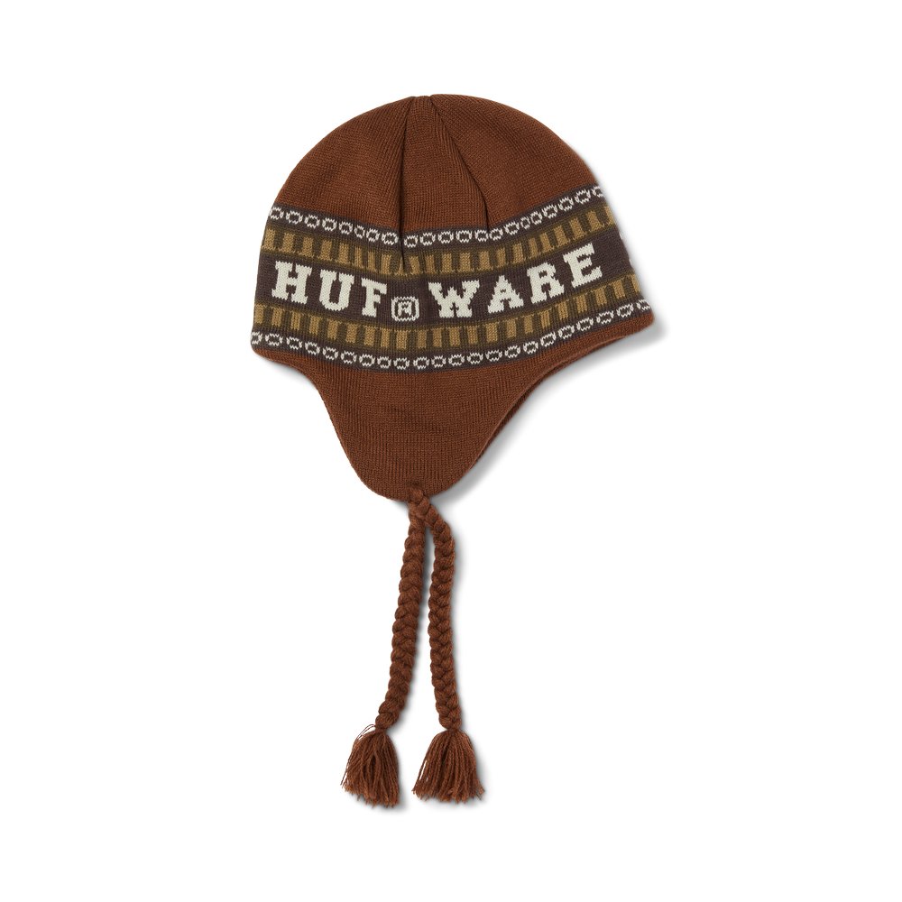 HUF X BRONZE FLAP BEANIE  BROWN