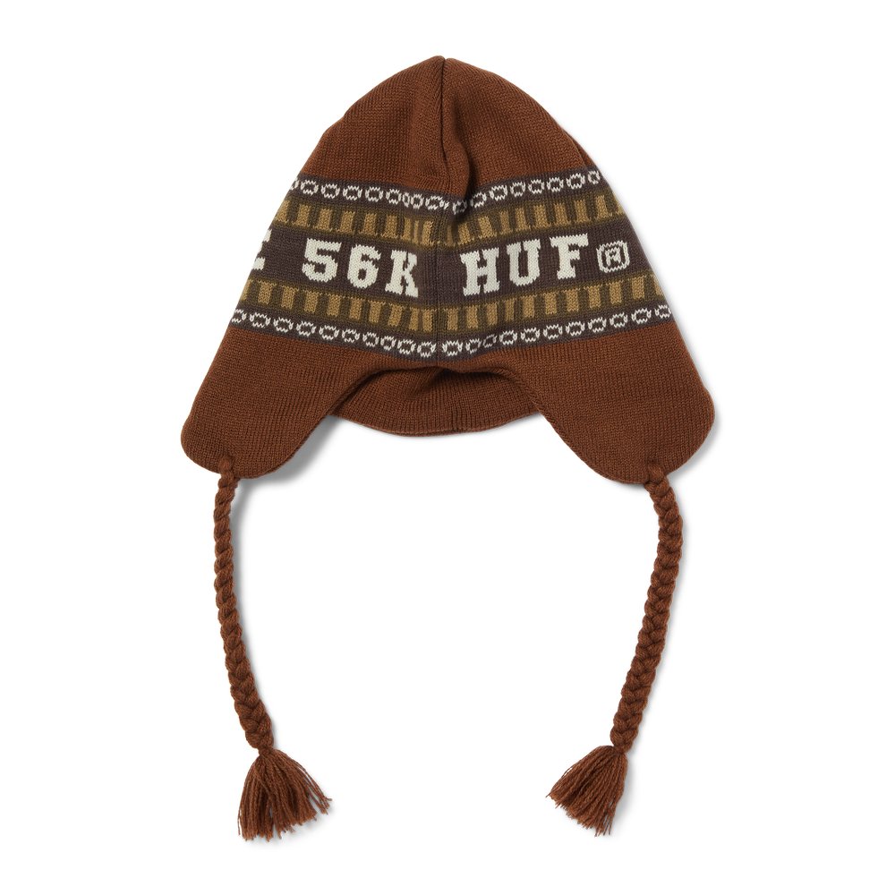 HUF X BRONZE FLAP BEANIE  BROWN