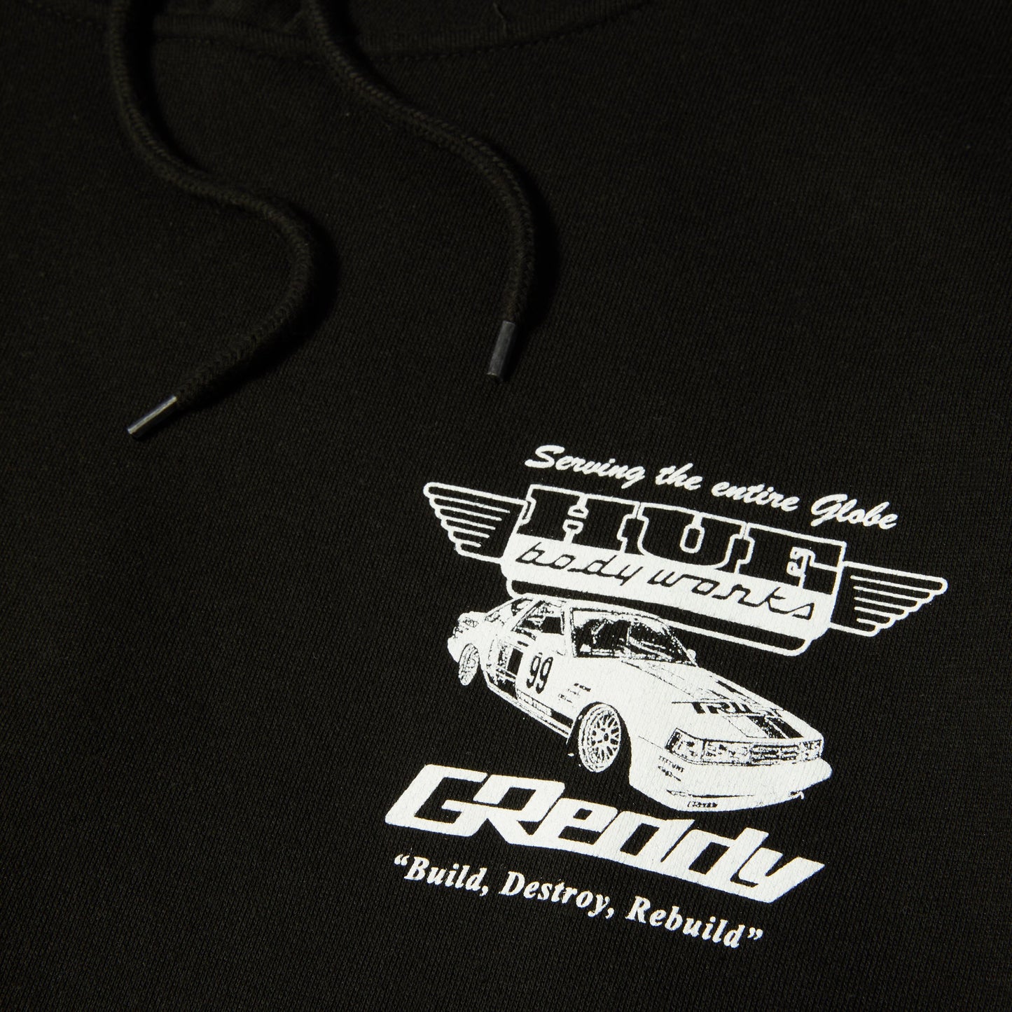 HUF X GREDDY BODY WORKS HOOD BLACK