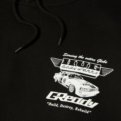 HUF X GREDDY BODY WORKS HOOD BLACK