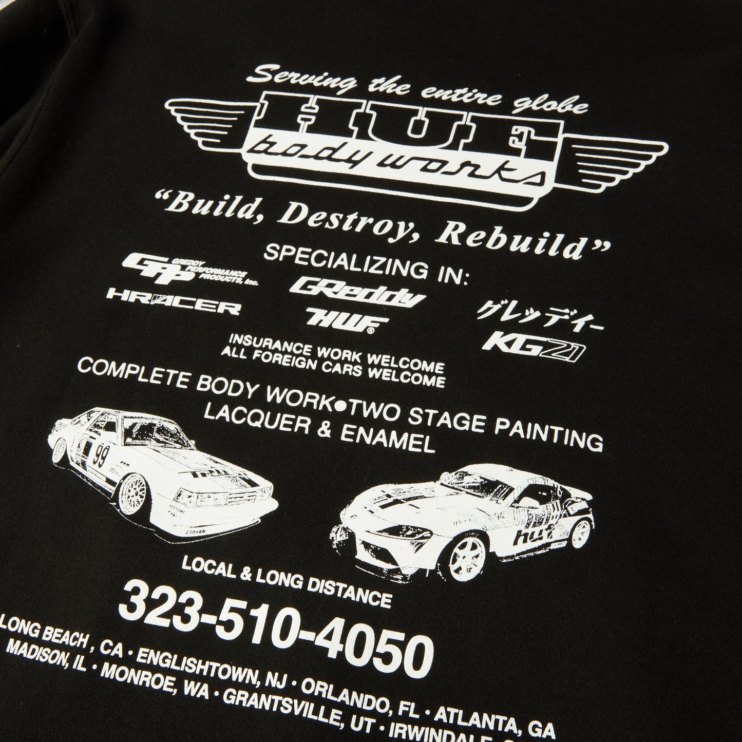 HUF X GREDDY BODY WORKS HOOD BLACK