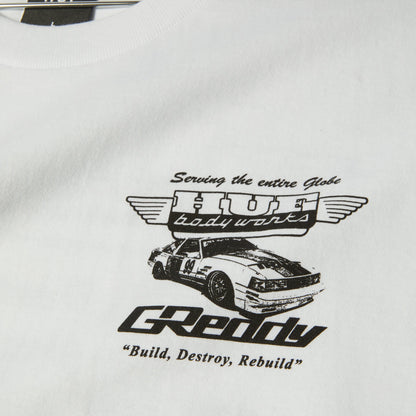 HUF X GREDDY BODY WORKS TEE WHITE