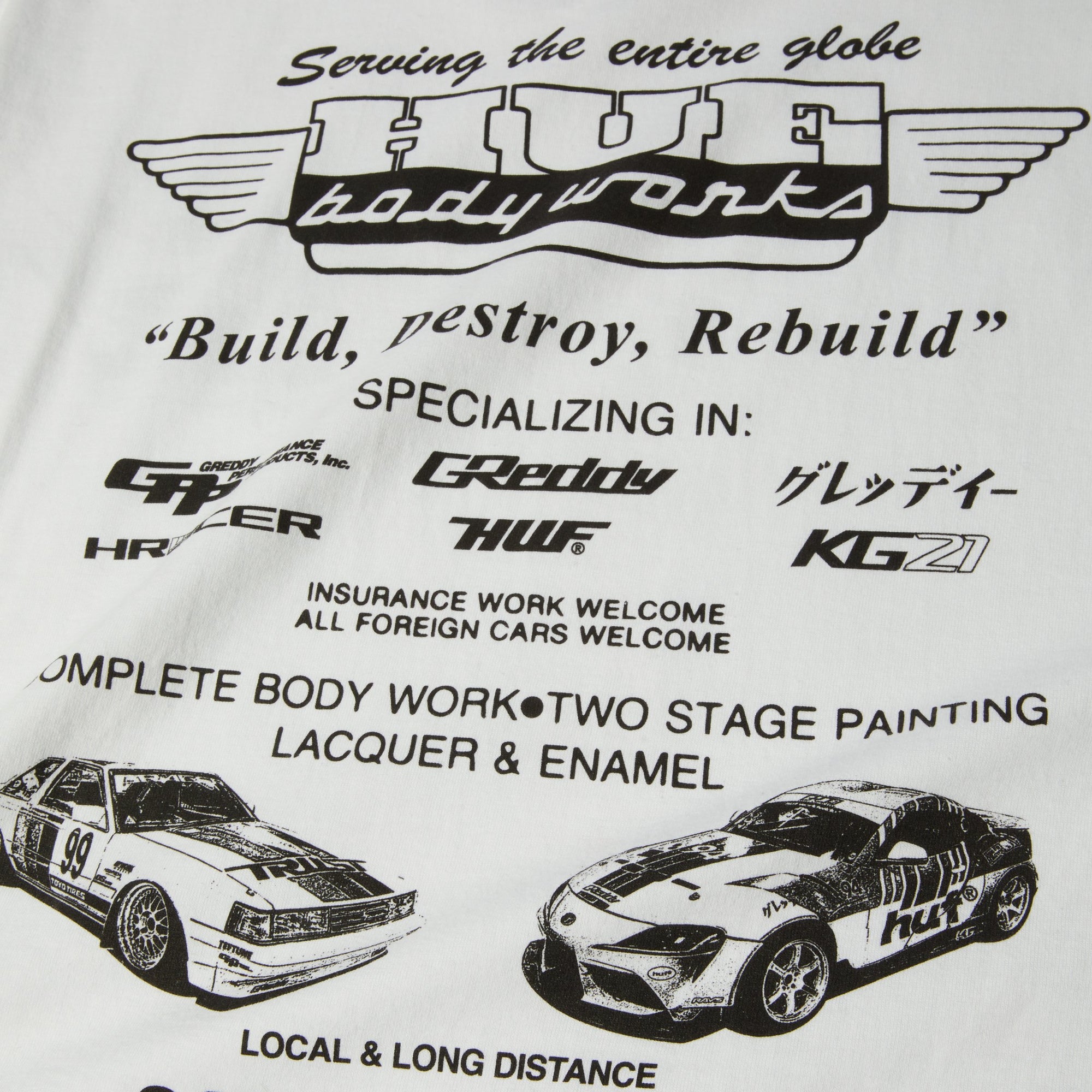 HUF X GREDDY BODY WORKS TEE WHITE