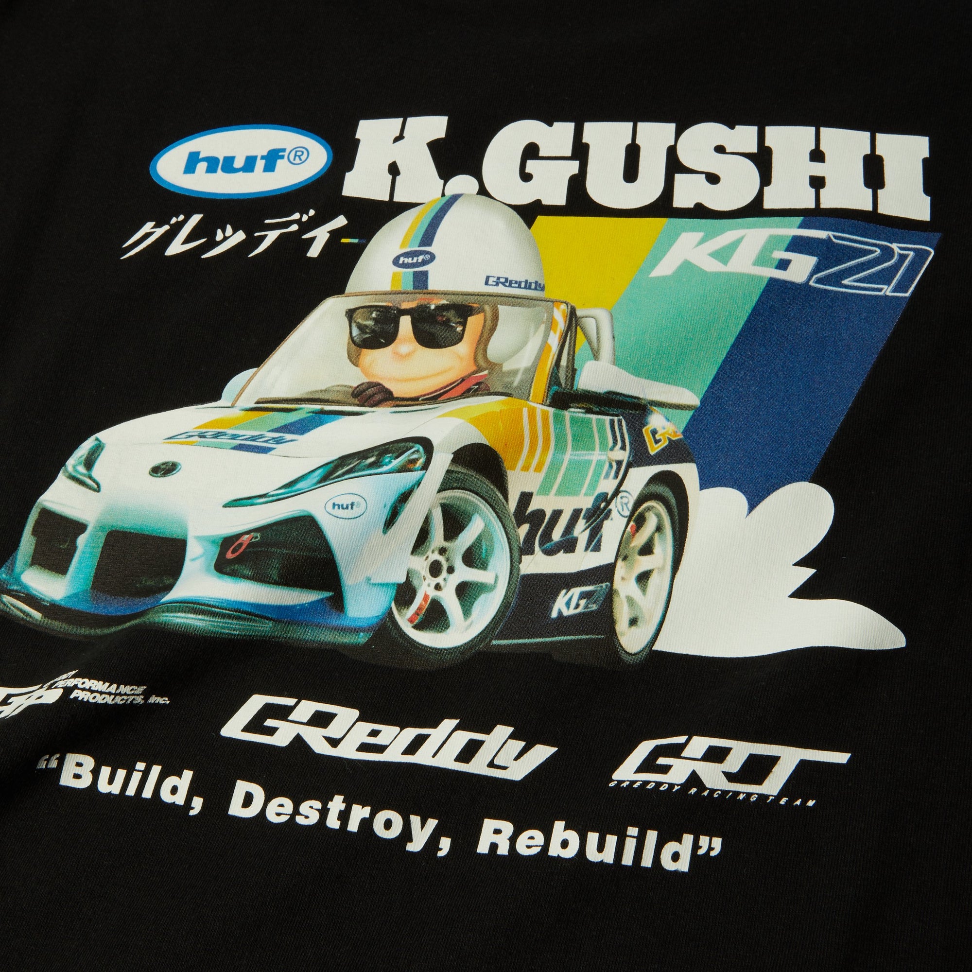 HUF X GREDDY GUSHI TEE BLACK