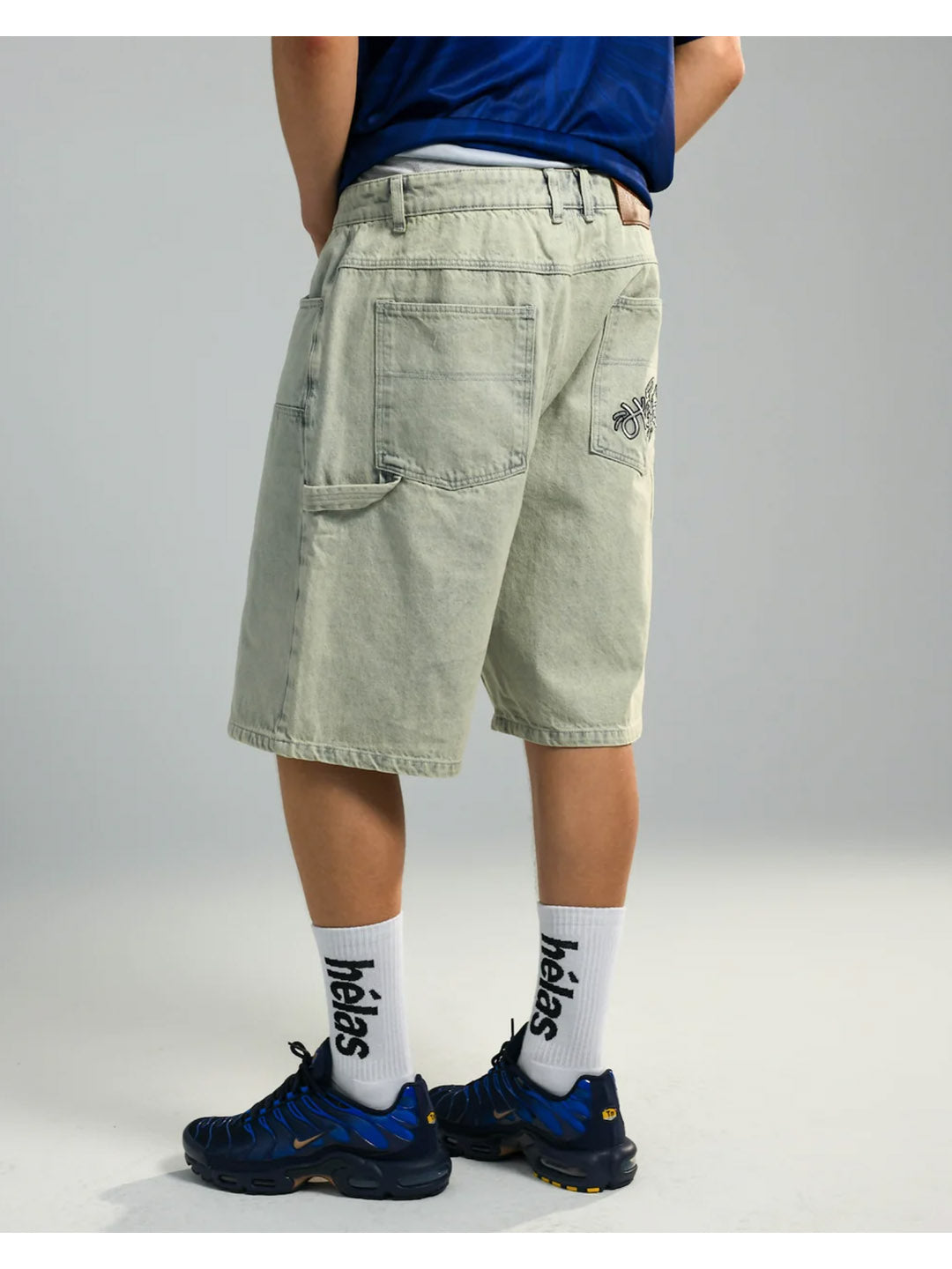Double Knee Jeans Shorts Light Blue