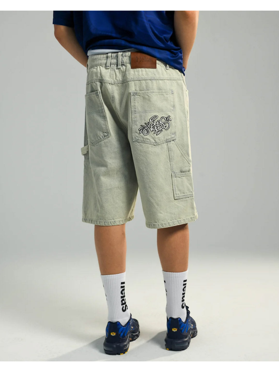 Double Knee Jeans Shorts Light Blue