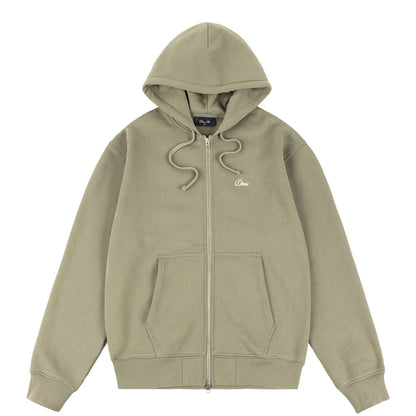 DIME CURSIVE ZIP HOODIE OLIVE