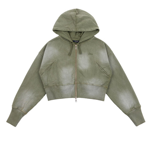 DIME CROPPED ZIP HOODIE OLIVE