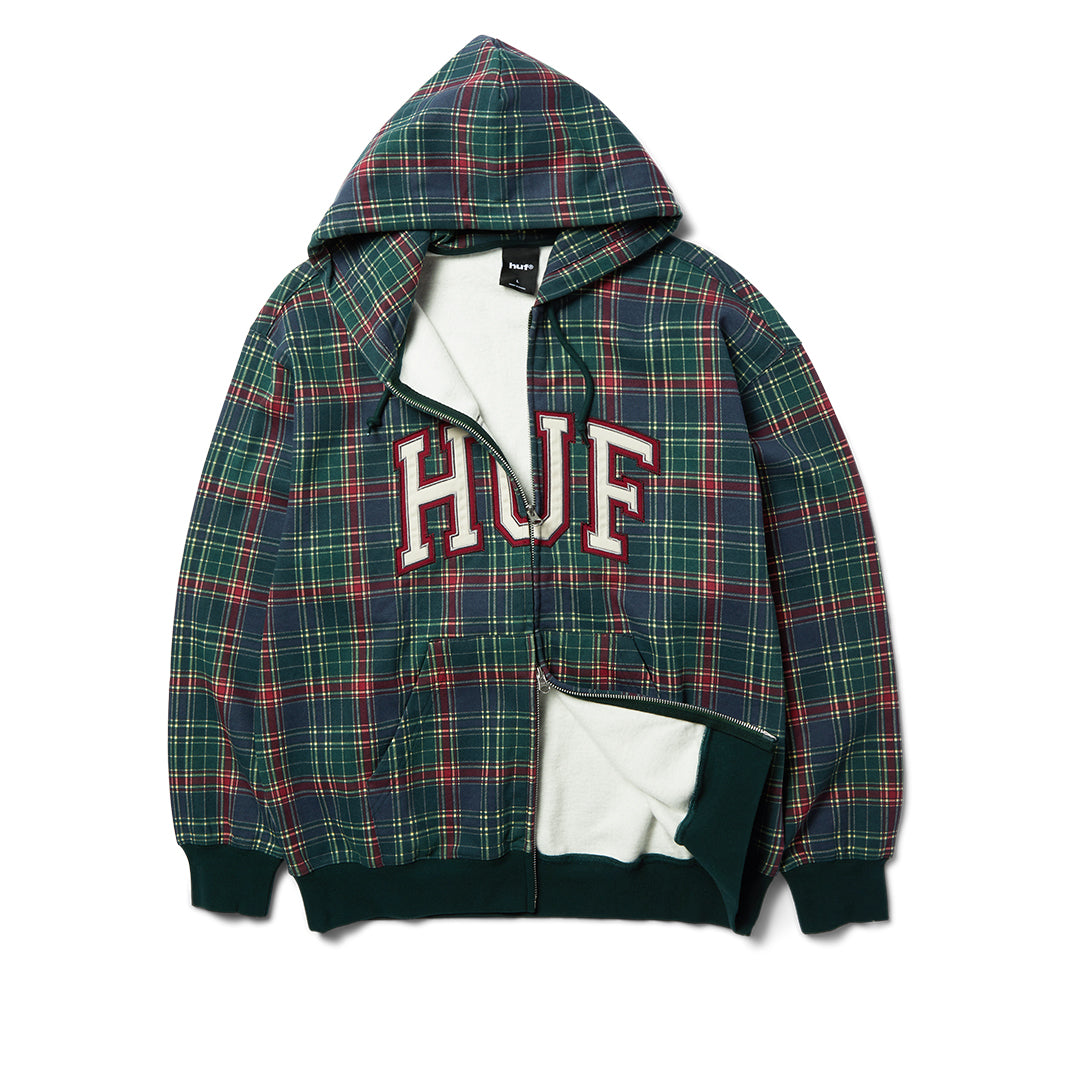 Arch Plaid Heavyweight Zip Hoodie Green