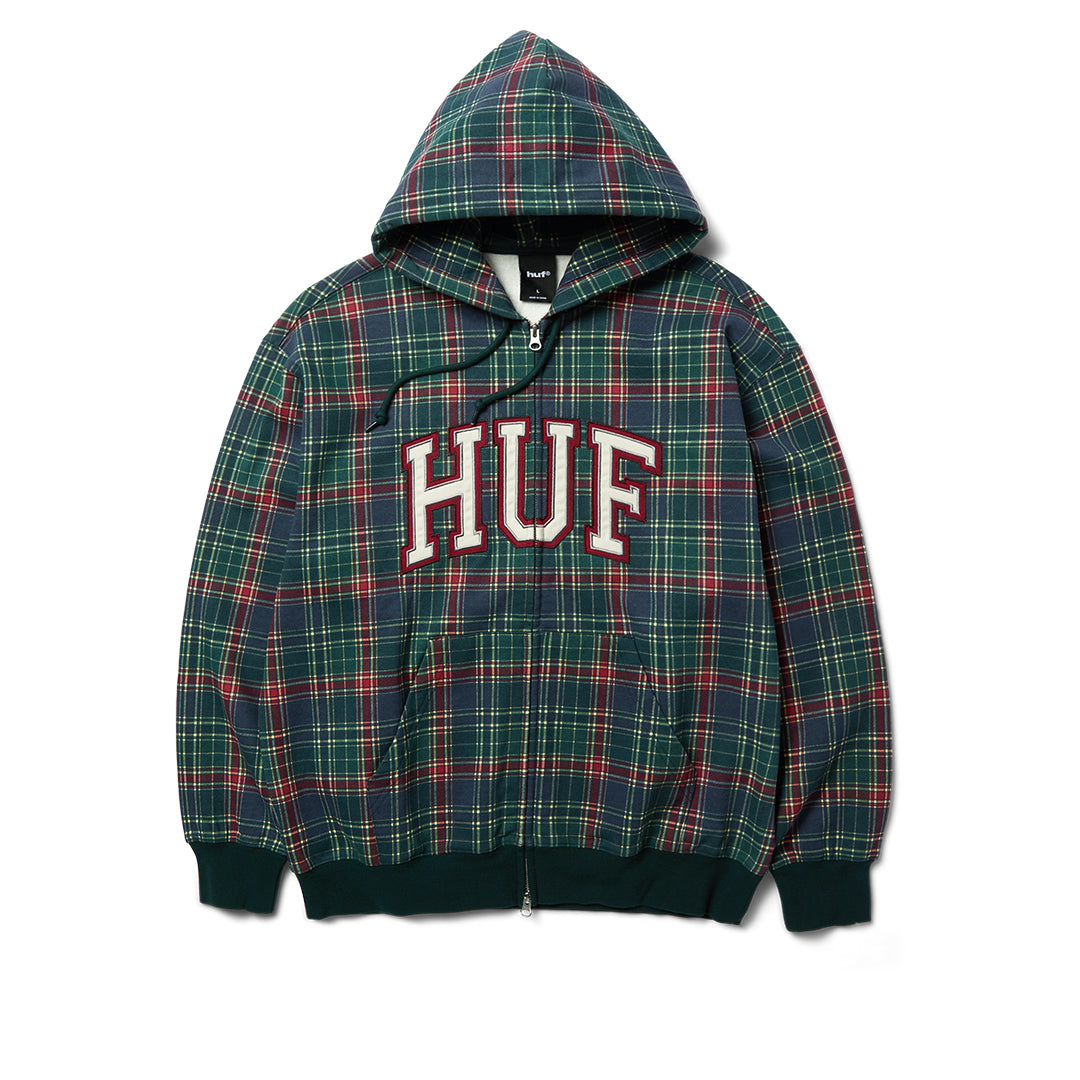 Arch Plaid Heavyweight Zip Hoodie Green