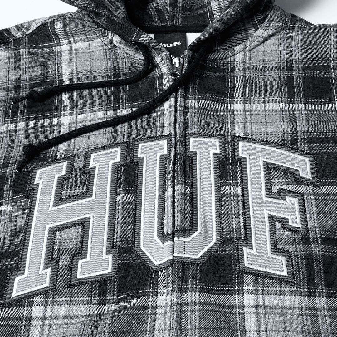 Arch Plaid Heavyweight Zip Hoodie Black