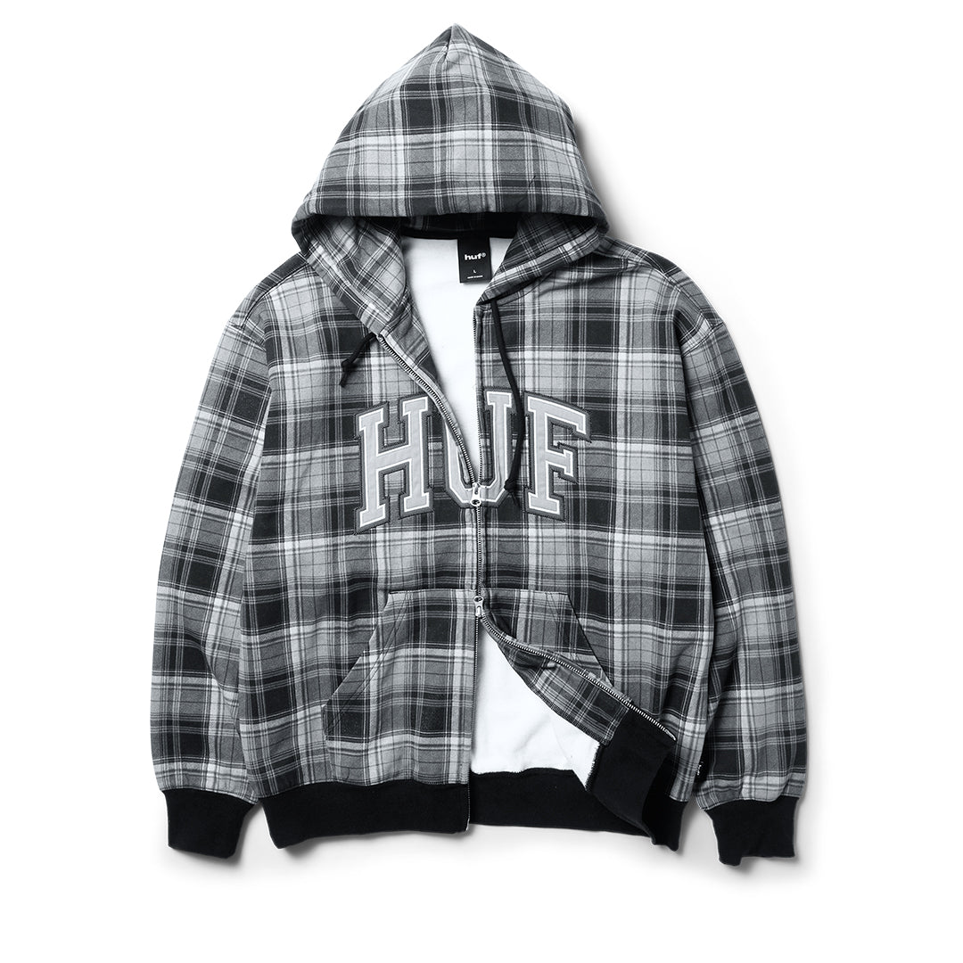 Arch Plaid Heavyweight Zip Hoodie Black