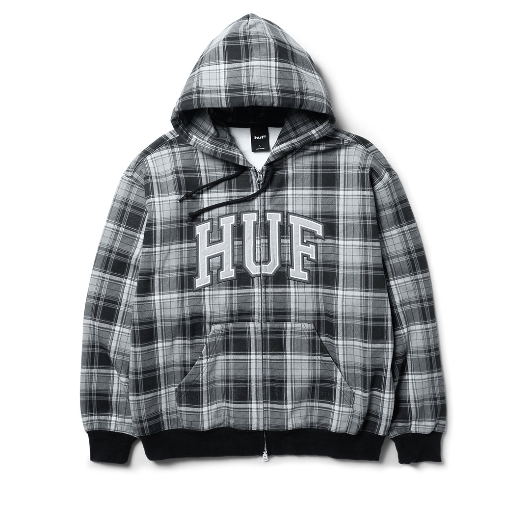 Arch Plaid Heavyweight Zip Hoodie Black