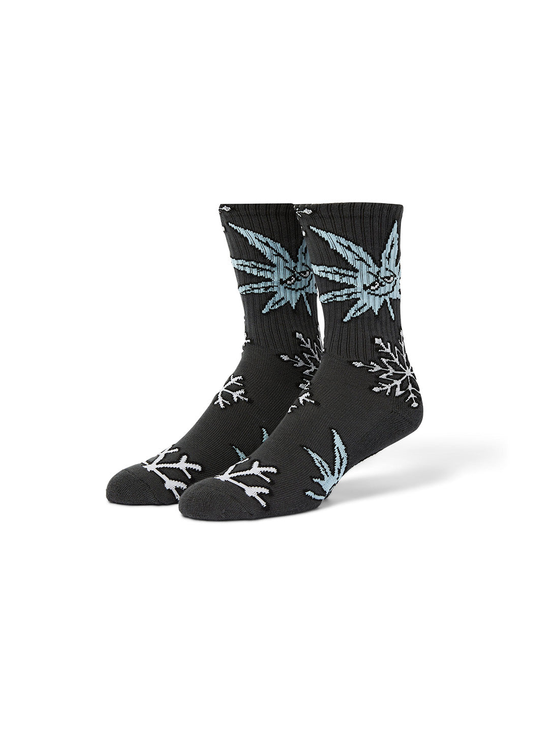 Green Buddy Snowflakes Sock Black