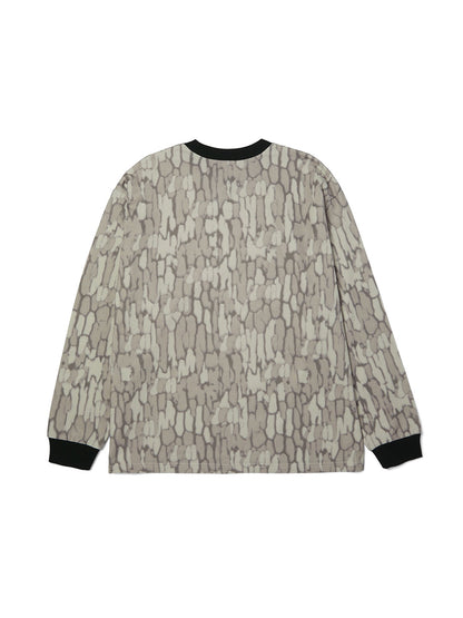 Warped Camo Ls Knit Top Khaki Camo
