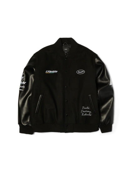 Huf X Greddy Varsity Jacket Black
