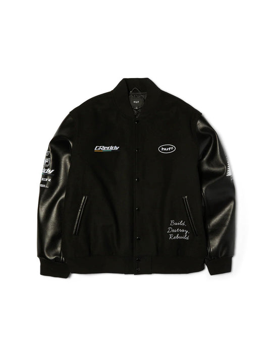 Huf X Greddy Varsity Jacket Black