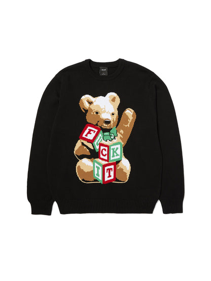 Gift Bear Intarsia Sweater Black