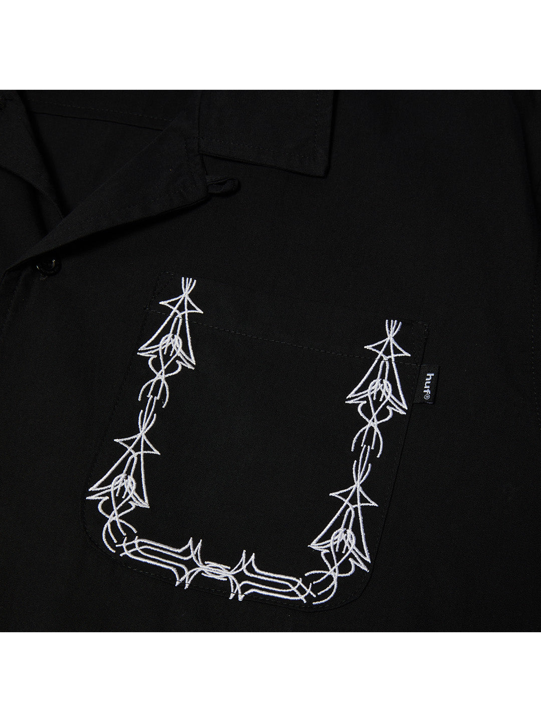 Pinstripe Embroidered Resort Shirt Black
