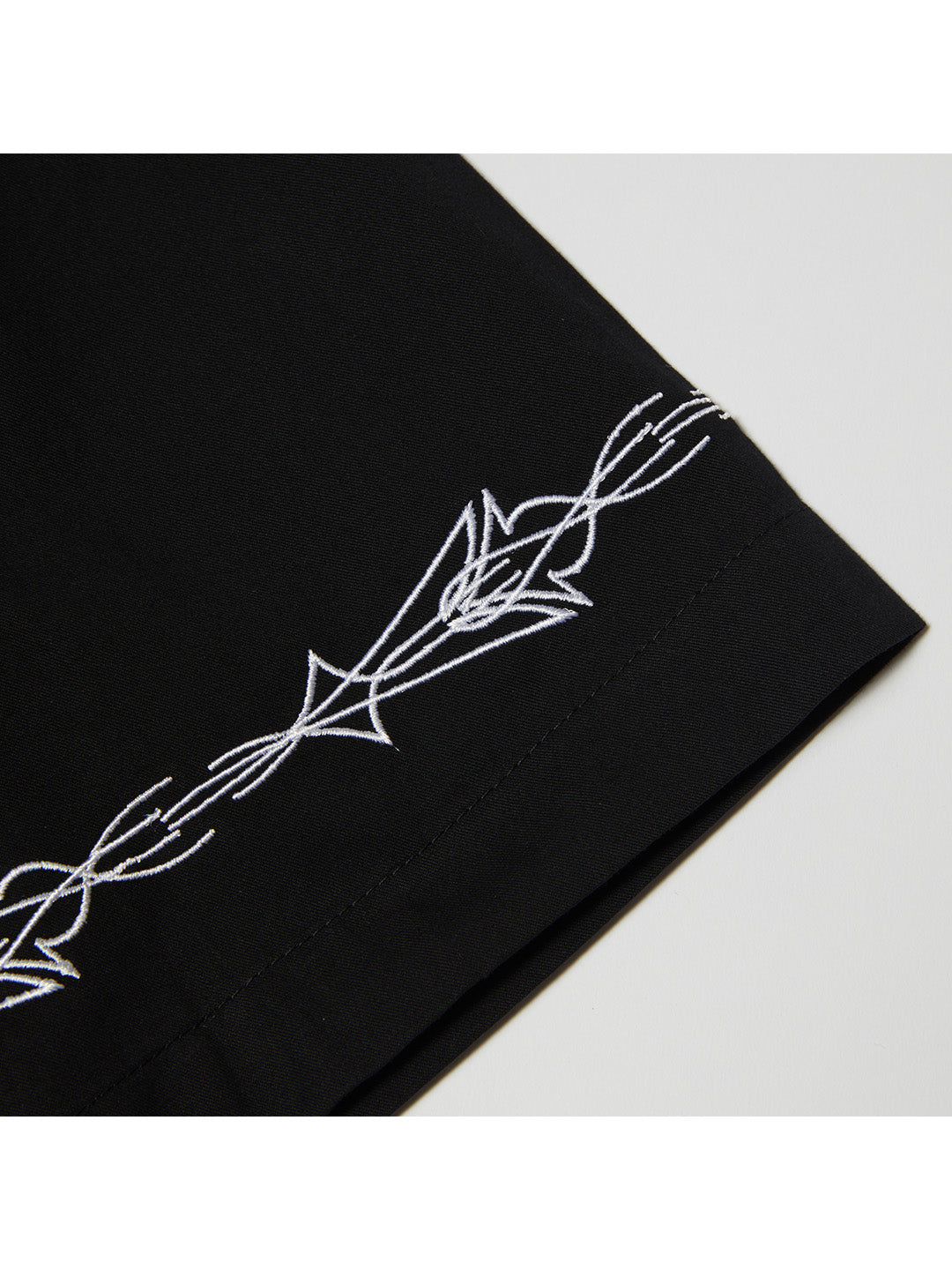 Pinstripe Embroidered Resort Shirt Black